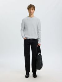 CREW NECK PULLOVER, Light Grey Melange, highres