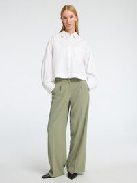 WOVEN WIDE-LEG TROUSERS, Vetiver, highres