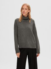 WOLLGEMISCH ROLLKRAGEN PULLOVER, Medium Grey Melange, highres