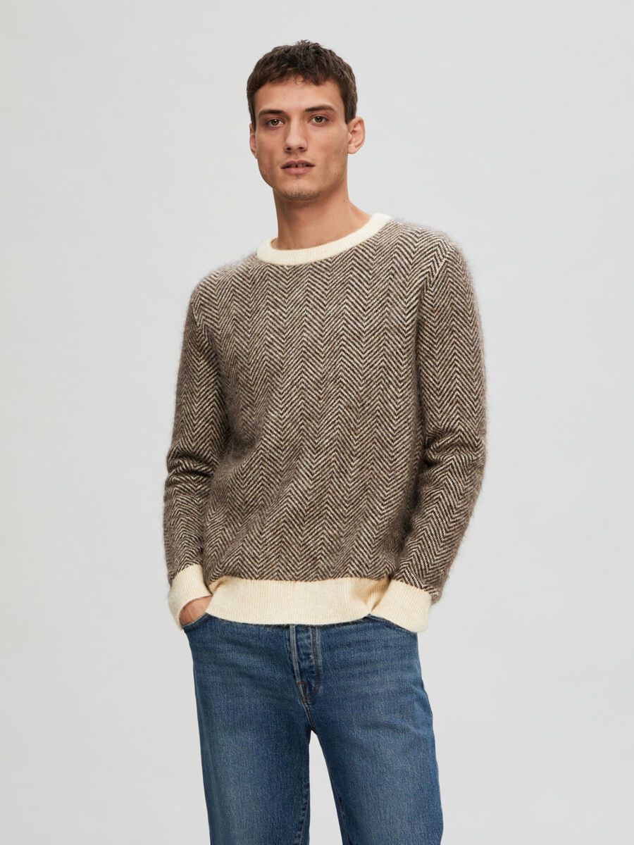 Selected LONG-SLEEVED KNITTED JUMPER, Chocolate Torte, highres - 16086699_ChocolateTorte_1065710_003.jpg