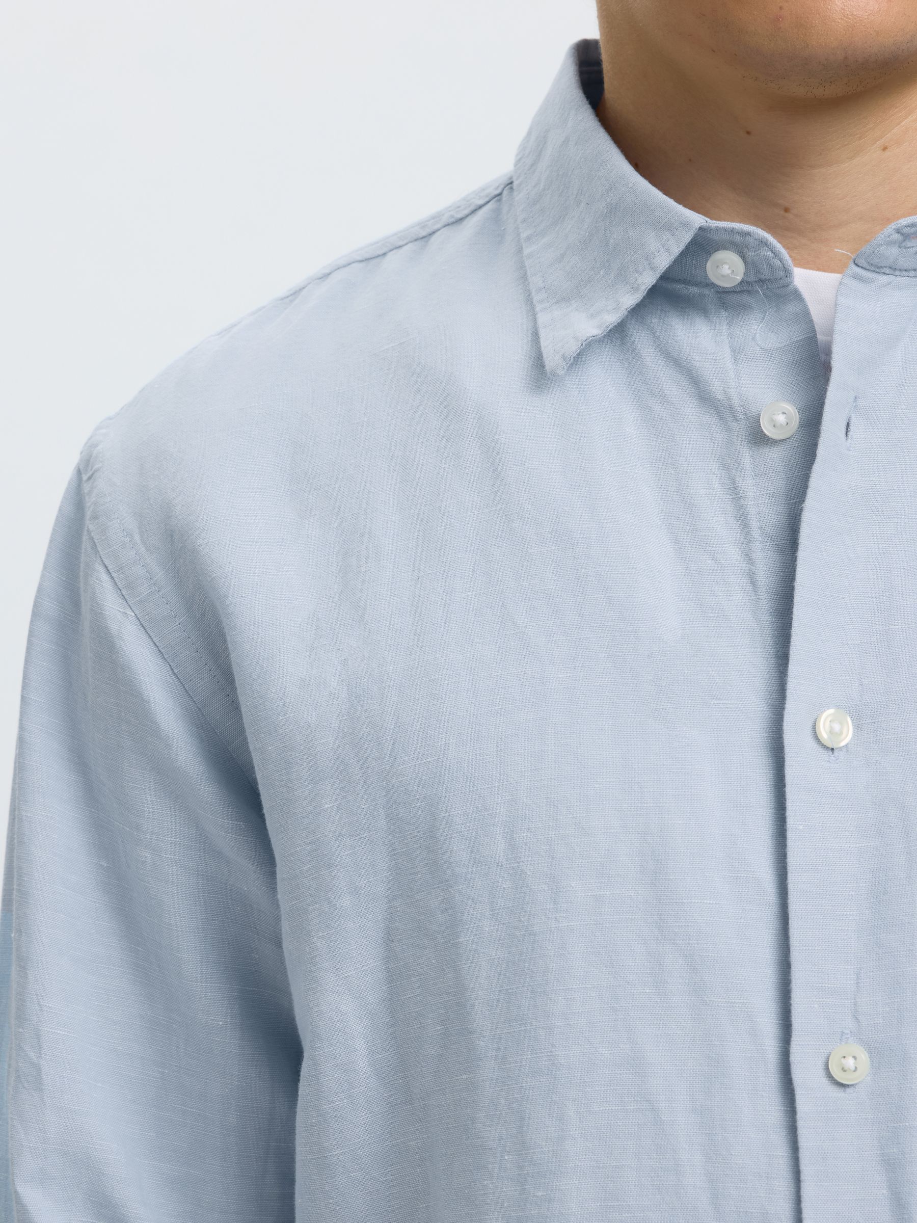 REGULAR FIT LINEN-BLEND SHIRT, Dusty Blue, highres