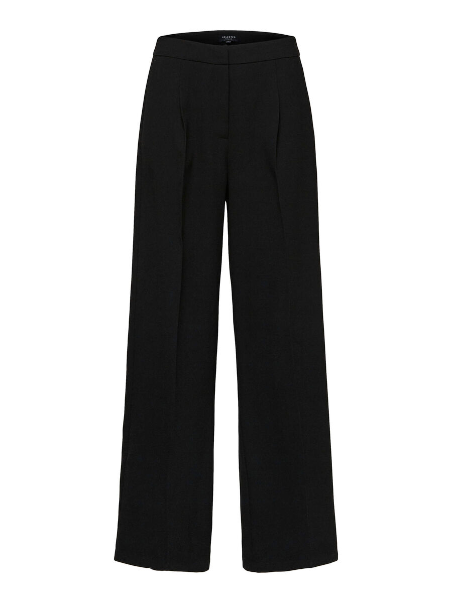 Selected WOVEN WIDE-LEG TROUSERS, Black, highres - 16068143_Black_001.jpg