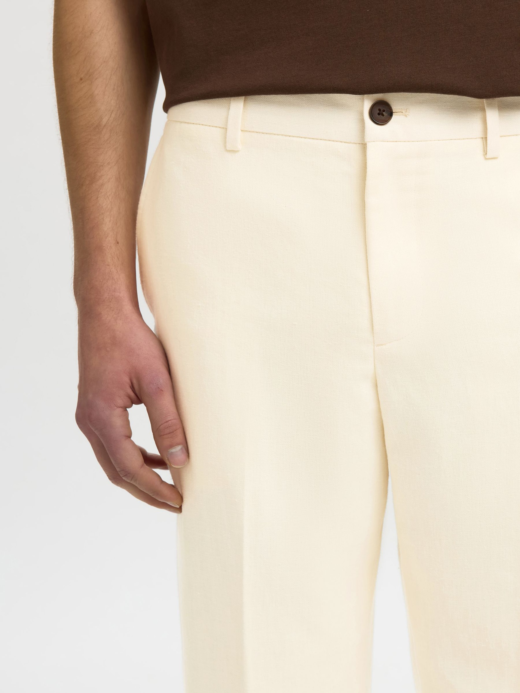 LINEN BLEND SUIT TROUSERS, Egret, highres