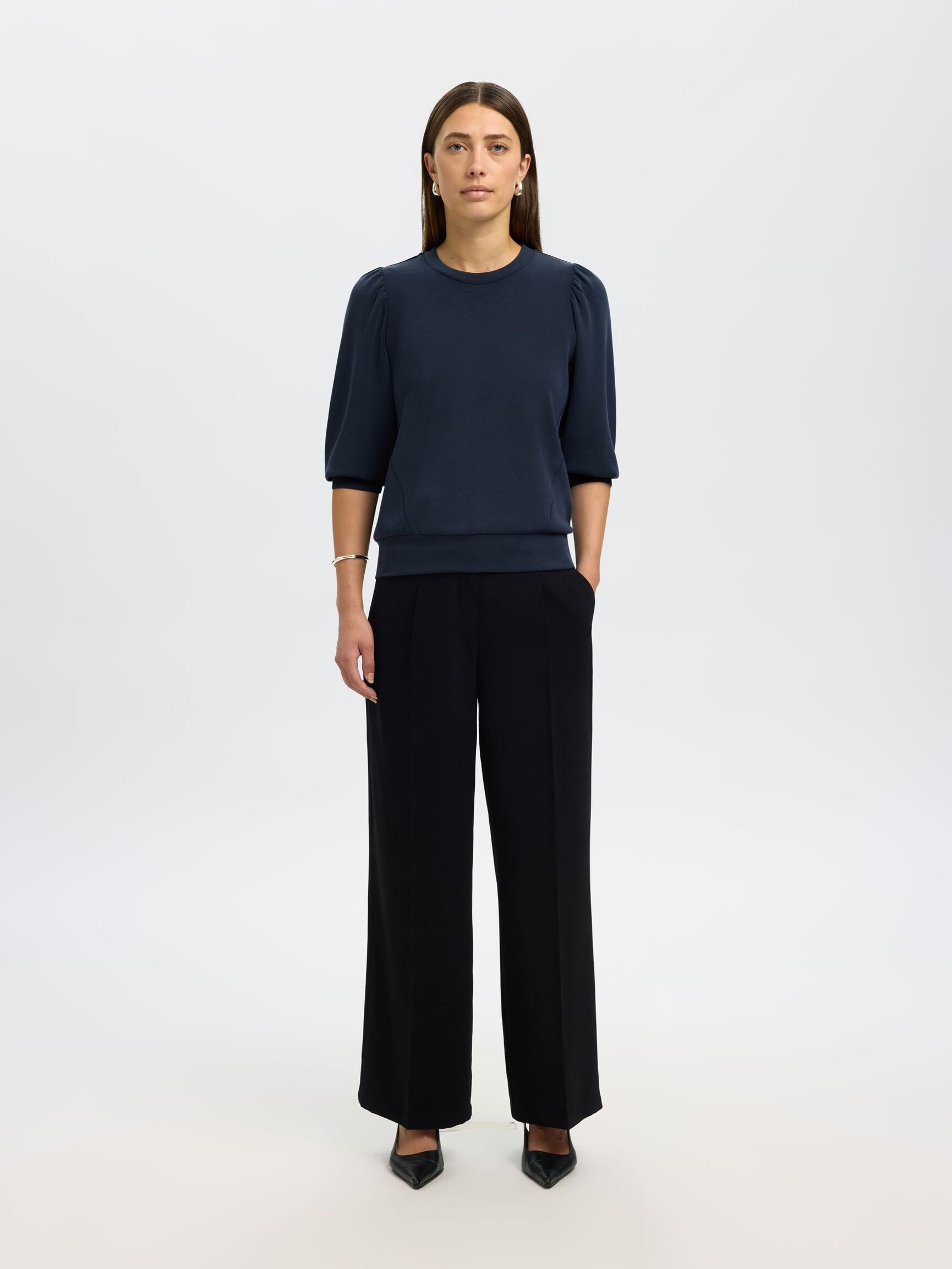 PUFF SLEEVE SWEATSHIRT, Dark Sapphire, highres