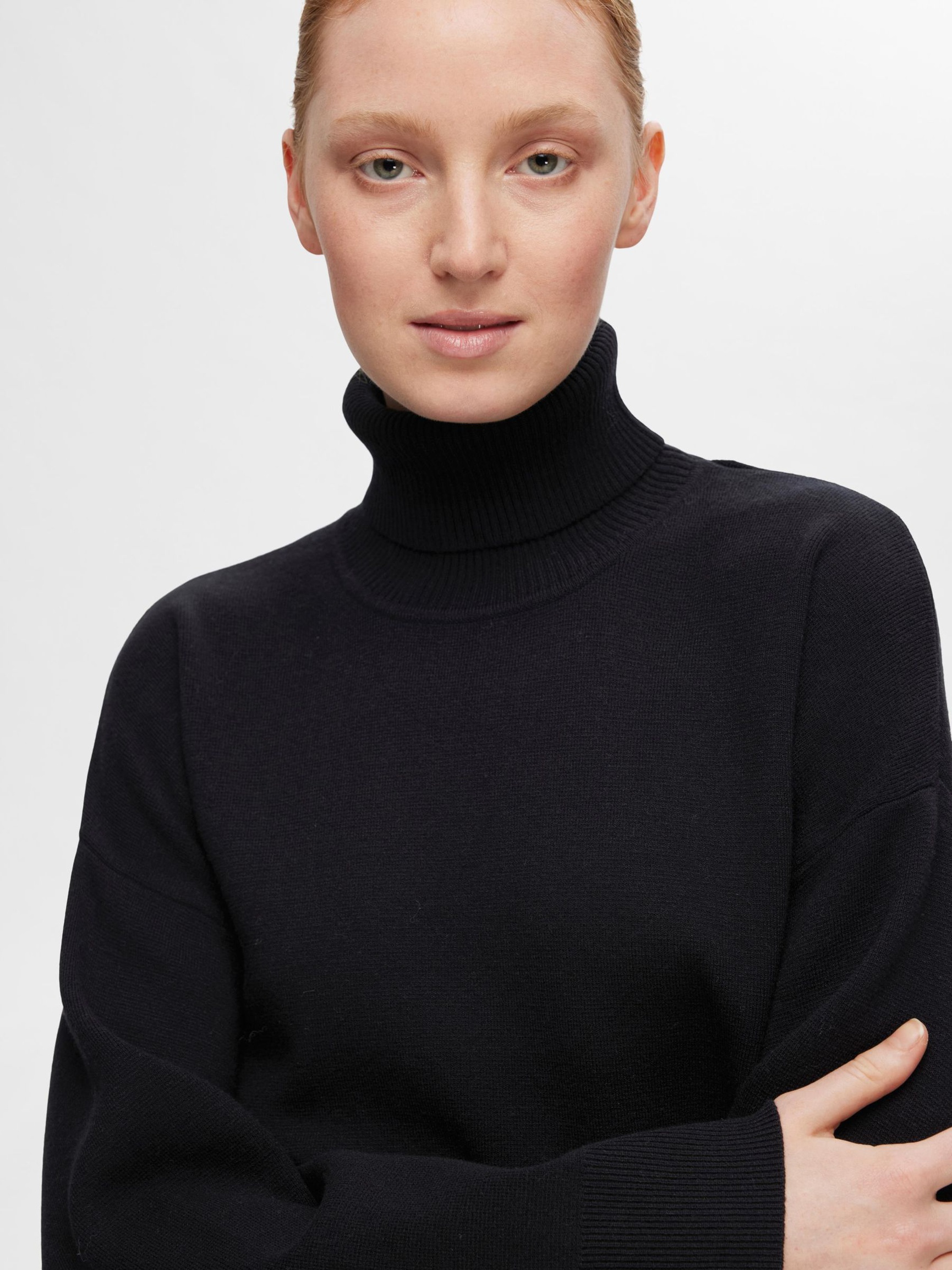 VISCOSE BLEND KNITTED JUMPER, Black, highres