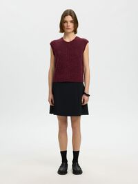 WOOL BLEND  WAISTCOAT, Tawny Port, highres