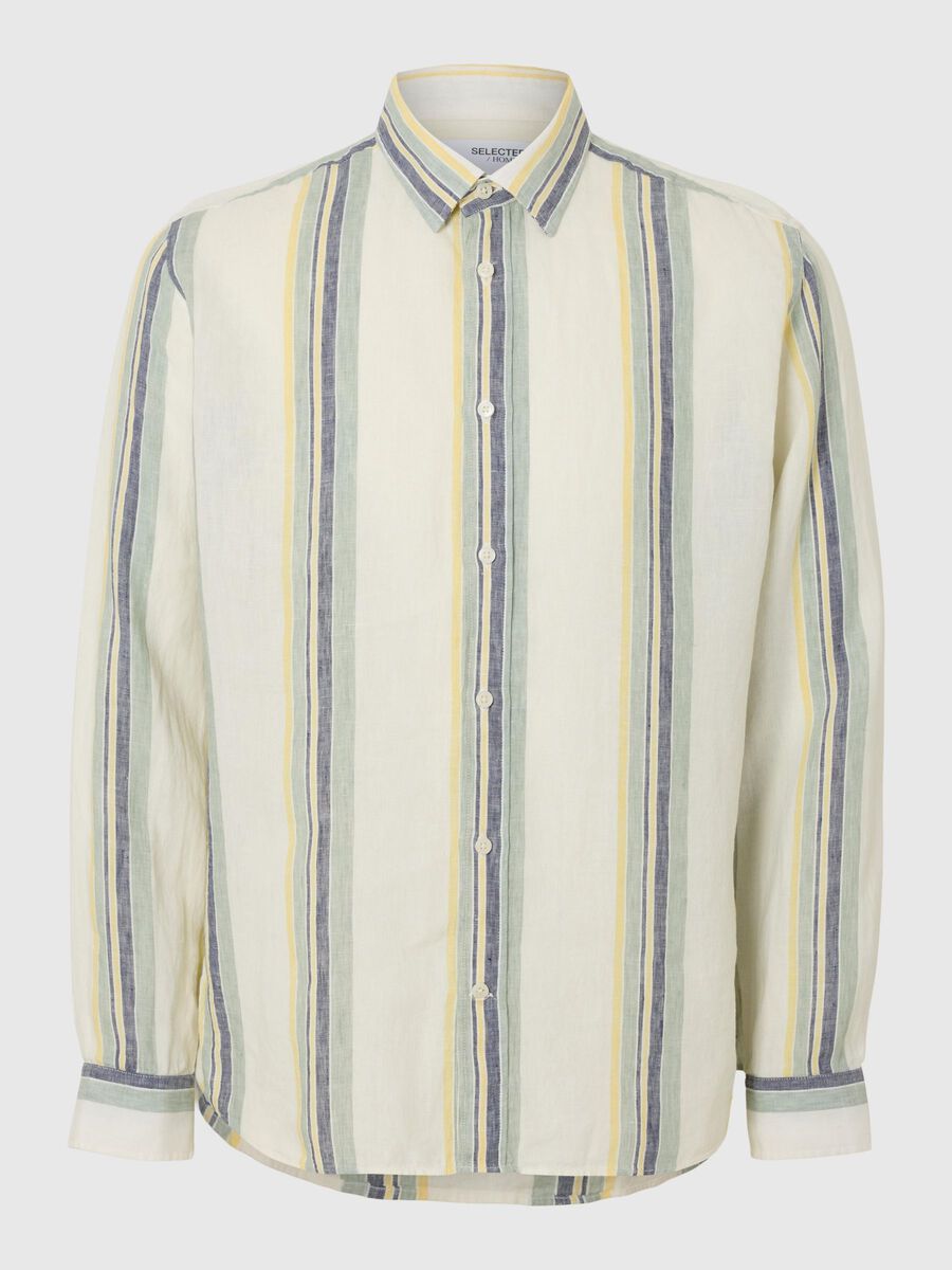 Selected LONG SLEEVED LINEN SHIRT, Egret, highres - 16096909_Egret_1165921_001.jpg