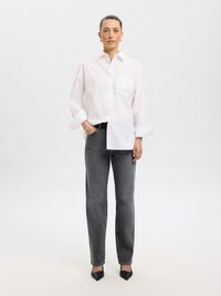 OVERSIZE EN COTON CHEMISE À MANCHES LONGUES, Bright White, highres