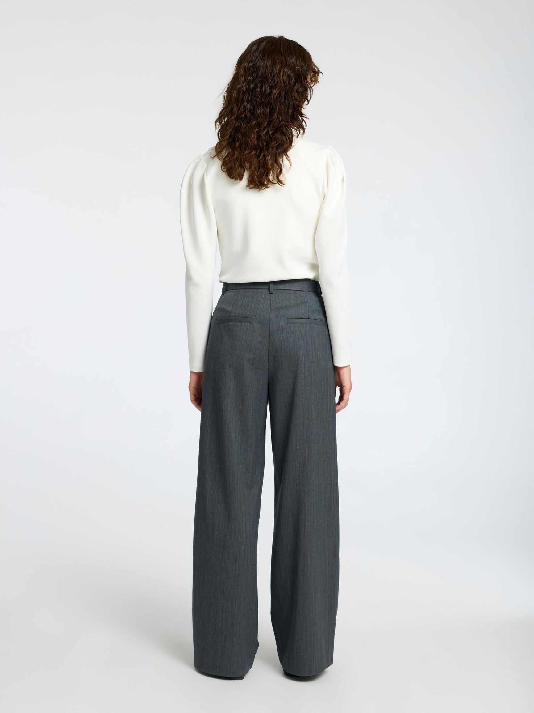 DRAPED V-NECK TOP, Snow White, highres