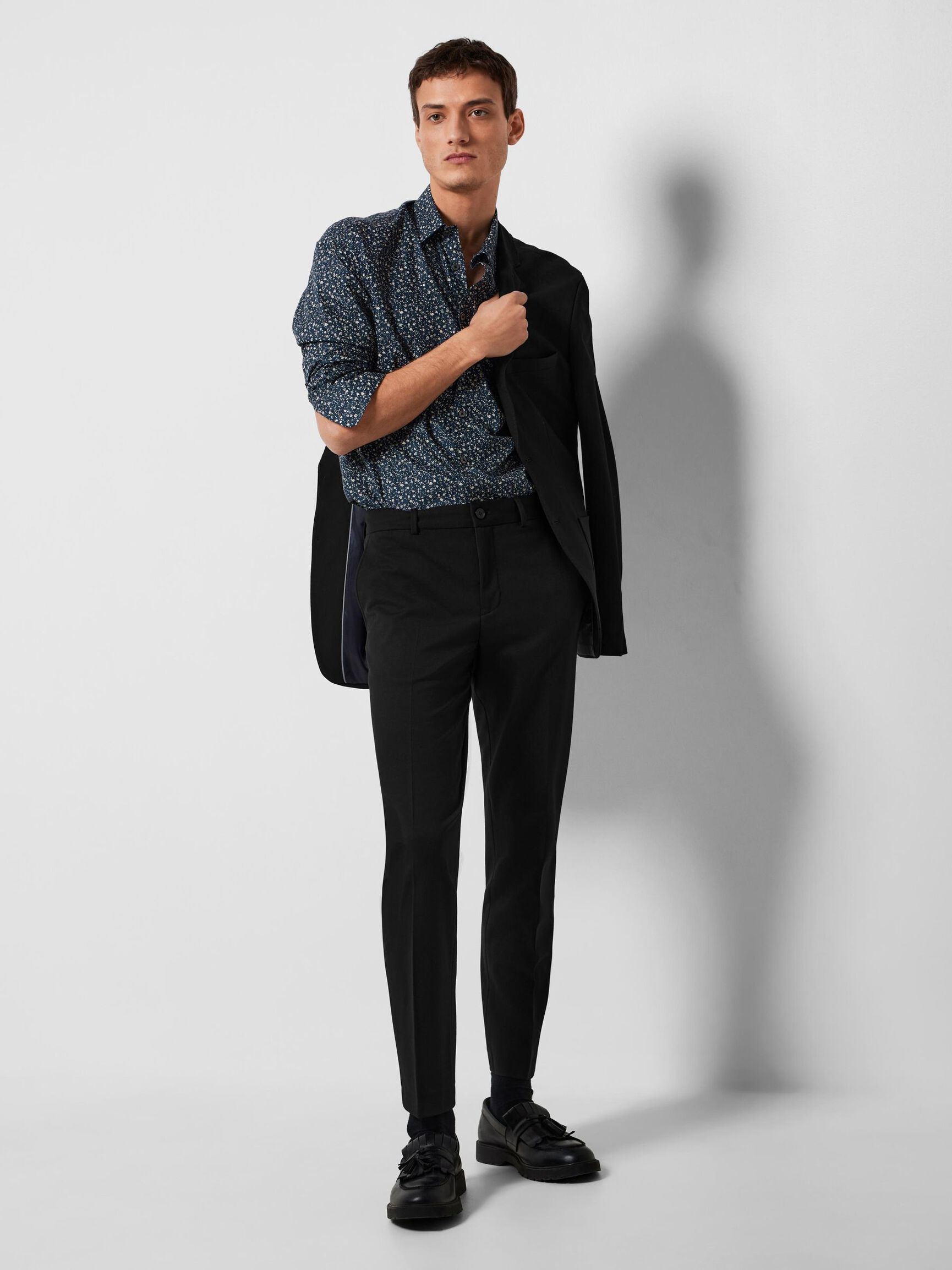 VISKOSEMIX SLIM FIT ANZUGHOSE, Black, highres