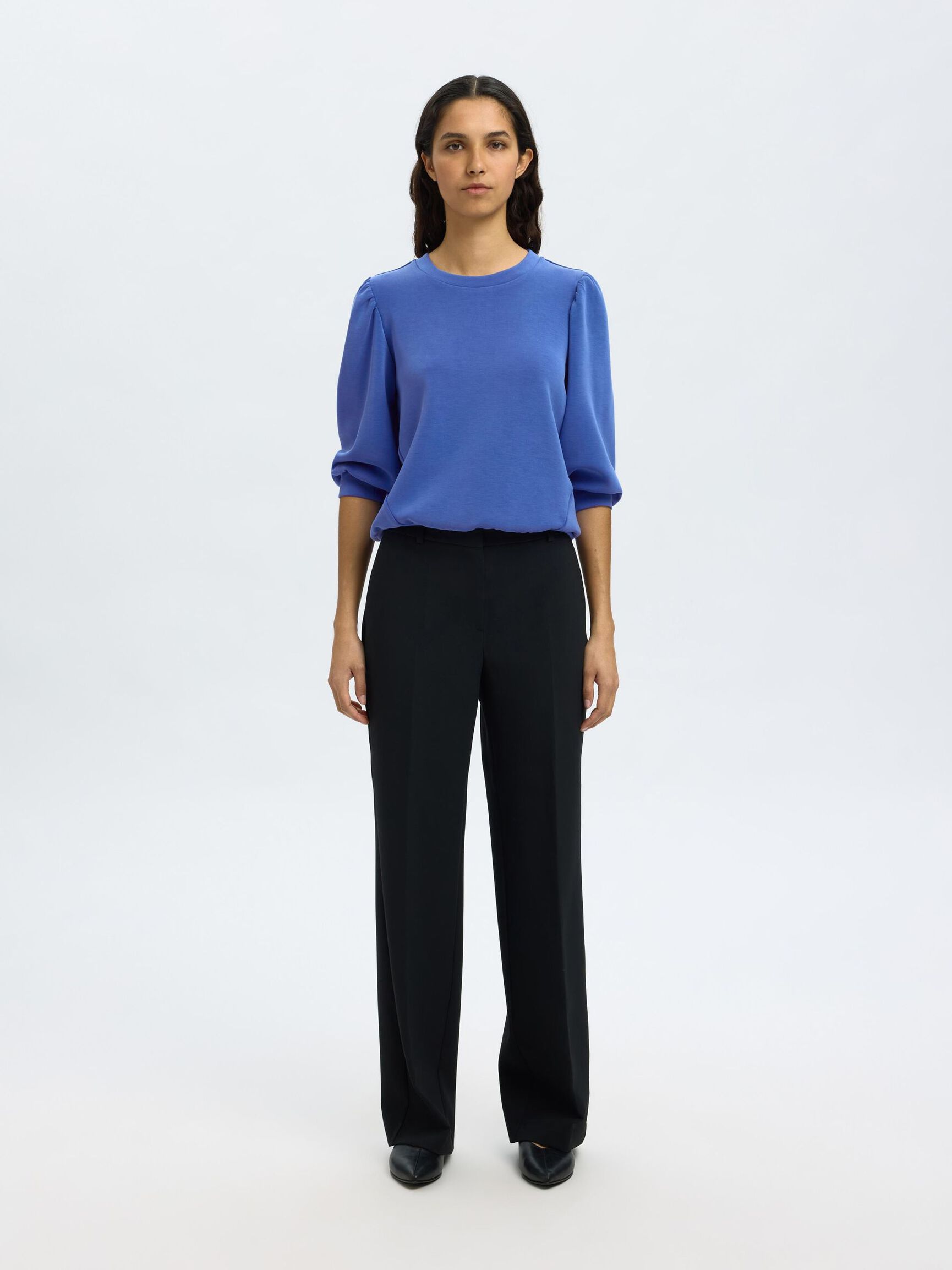 PUFF SLEEVE SWEATSHIRT, Dazzling Blue, highres