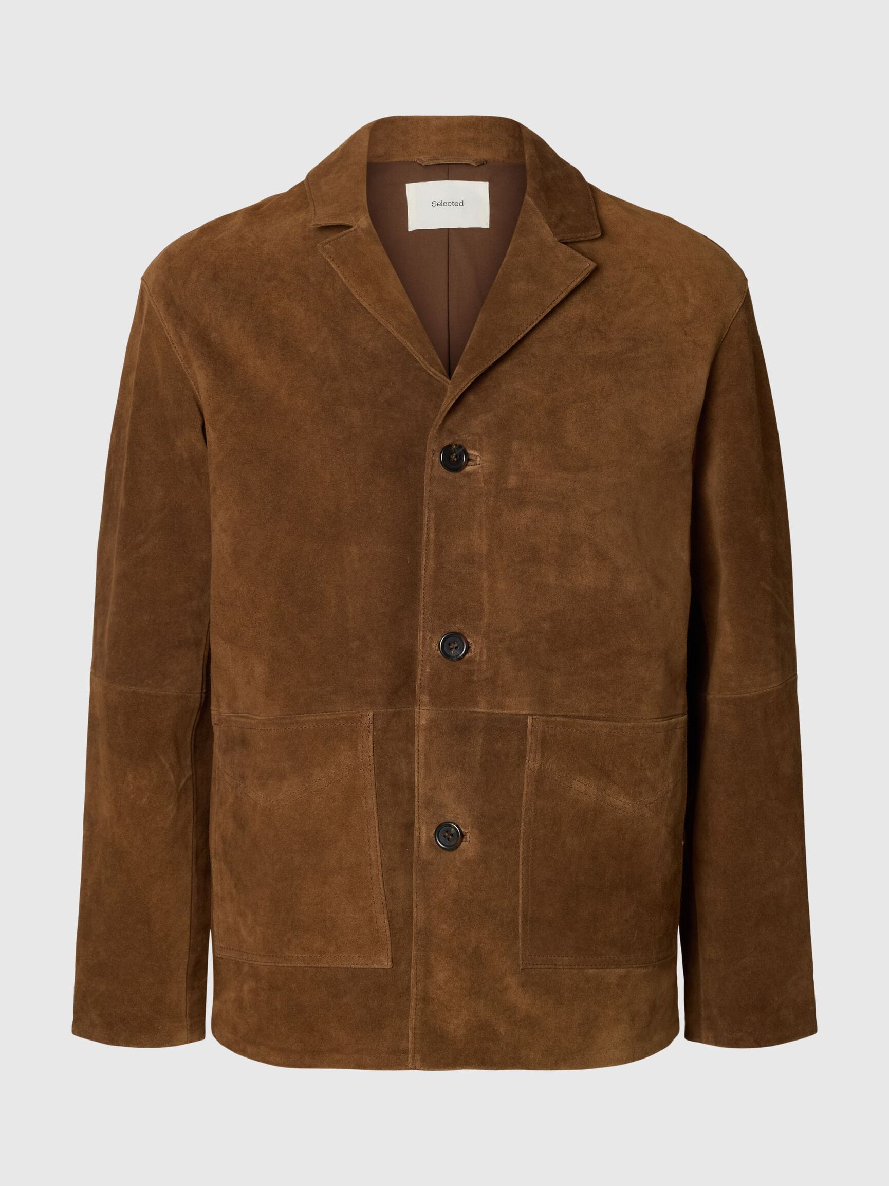 GAMUZA SOLAPAS CON MUESCAS CHAQUETA DE PIEL, Cappuccino, highres