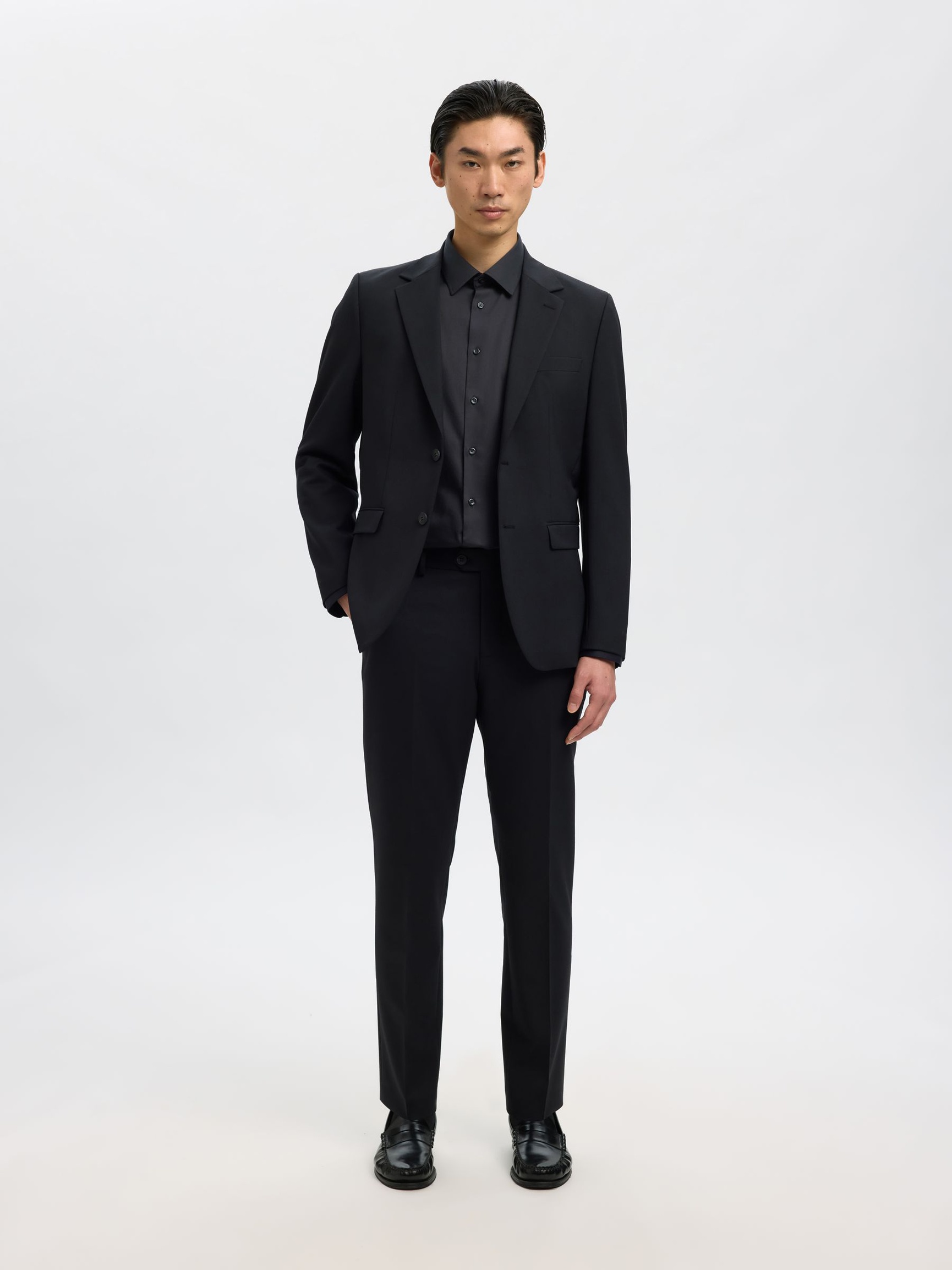 SLIM FIT SKJORTA, Black, highres
