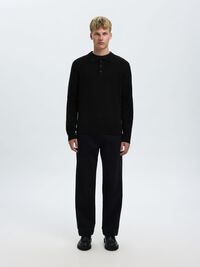 STRUKTURERET BOMULD POLO, Black, highres