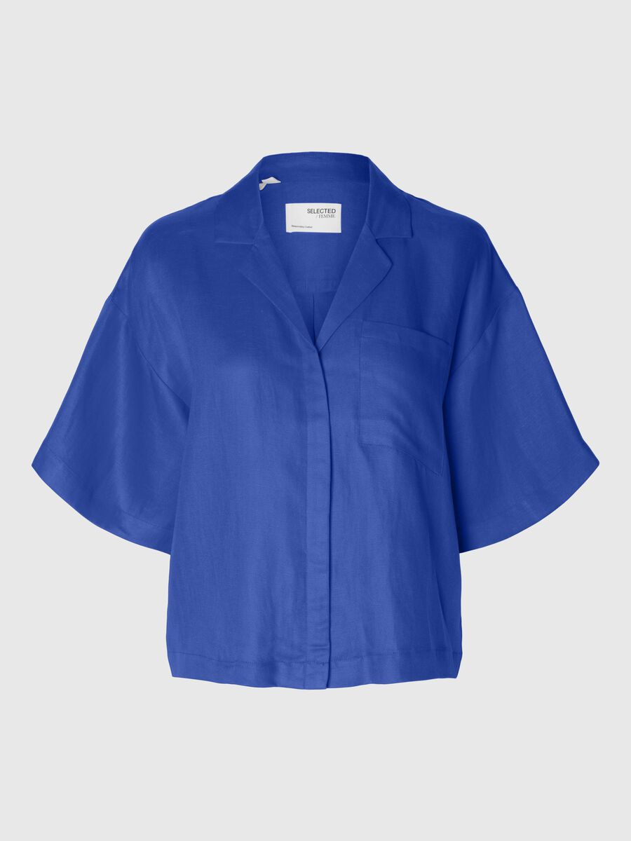 Selected LEINENMIX KURZARMHEMD, Dazzling Blue, highres - 16093093_DazzlingBlue_001.jpg