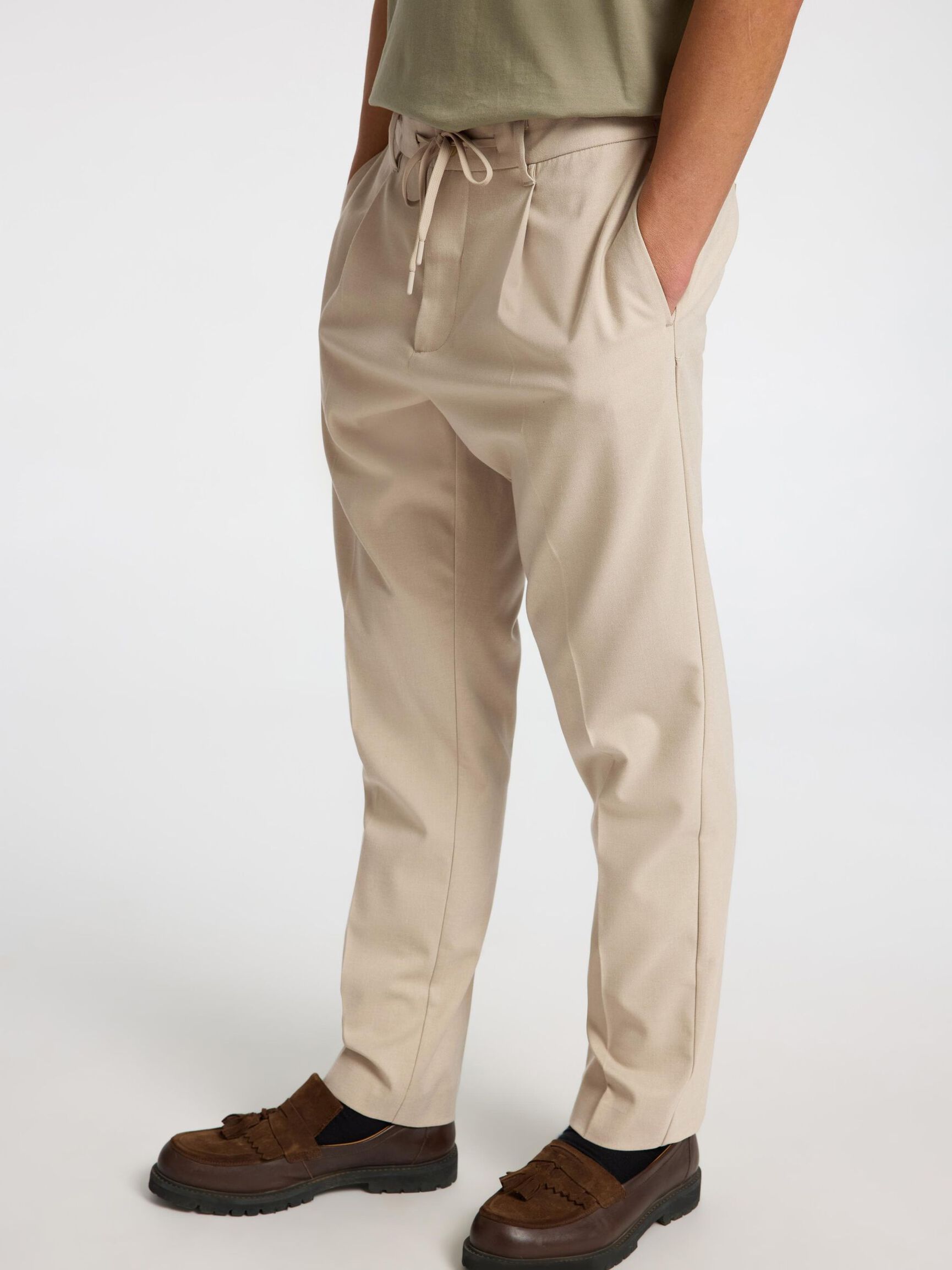 VISCOSE BLEND PLEATED TROUSERS, Pure Cashmere, highres