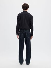 COTTON LONG SLEEVED SHIRT, Black, highres