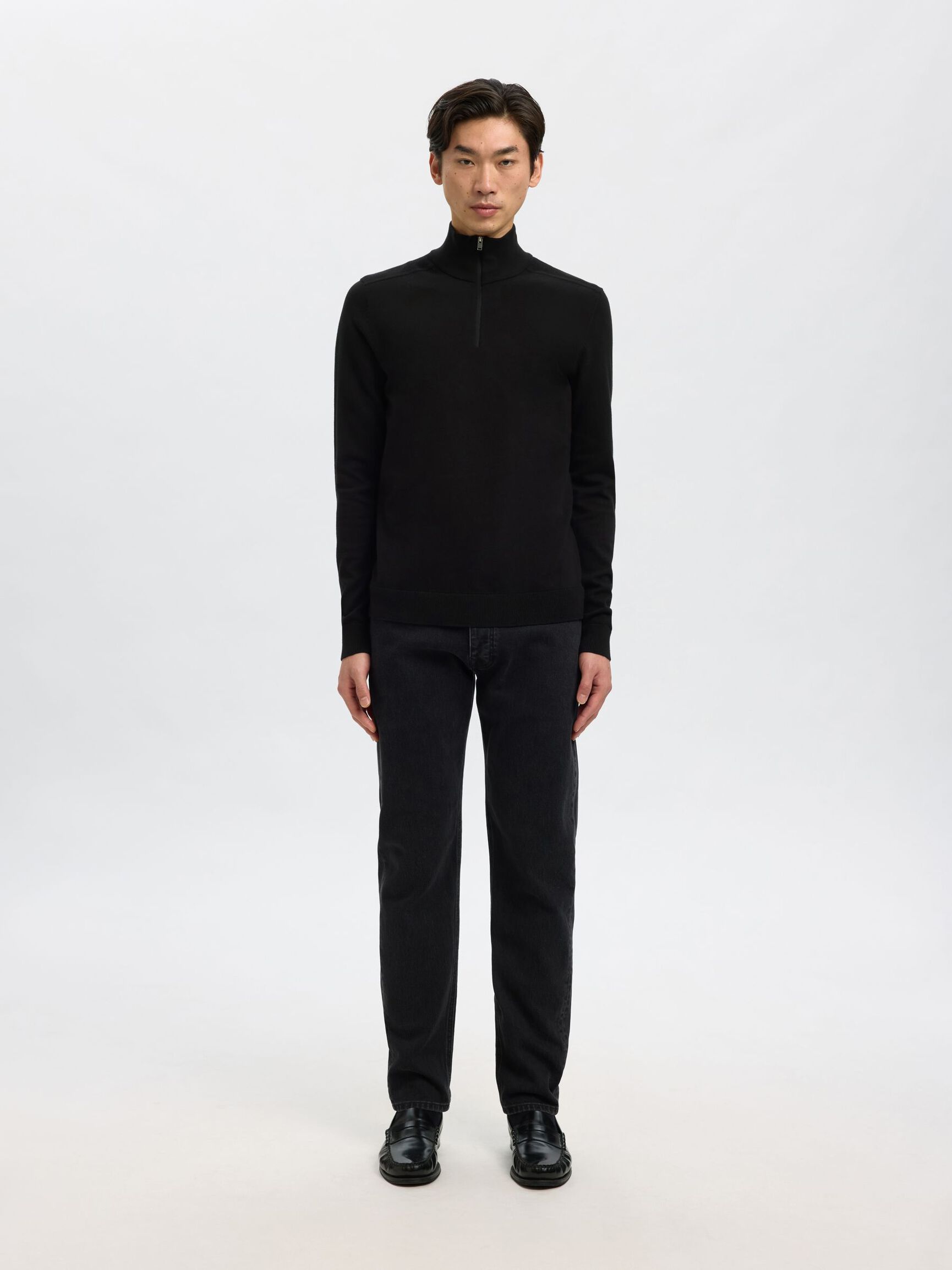 HALVE RITSSLUITING TRUI, Black, highres