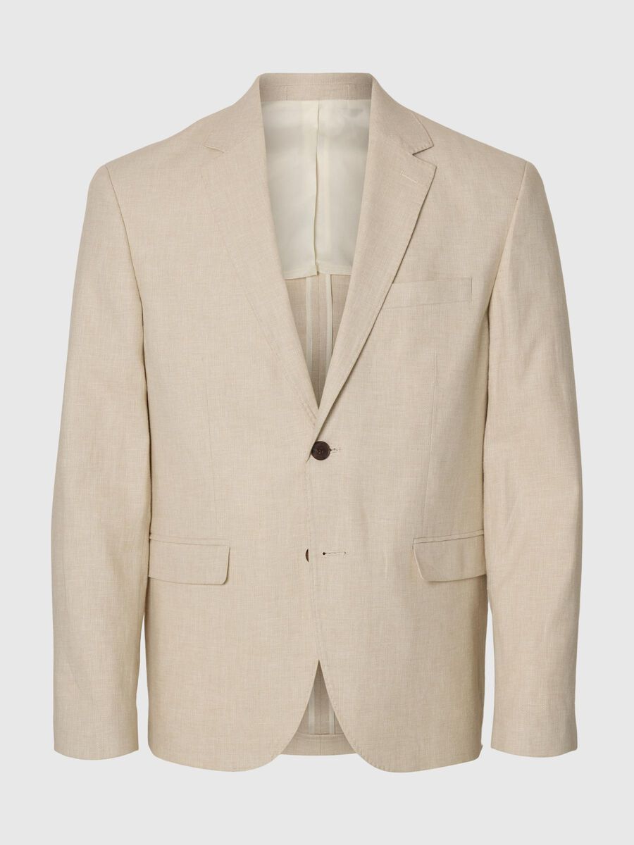 Selected REGULAR FIT SINGLE-BREASTED BLAZER, Oatmeal, highres - 16093870_Oatmeal_001.jpg