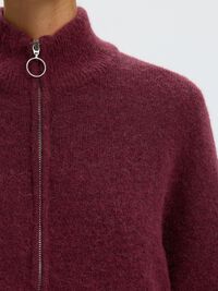 WOOL BLEND CARDIGAN, Tawny Port, highres
