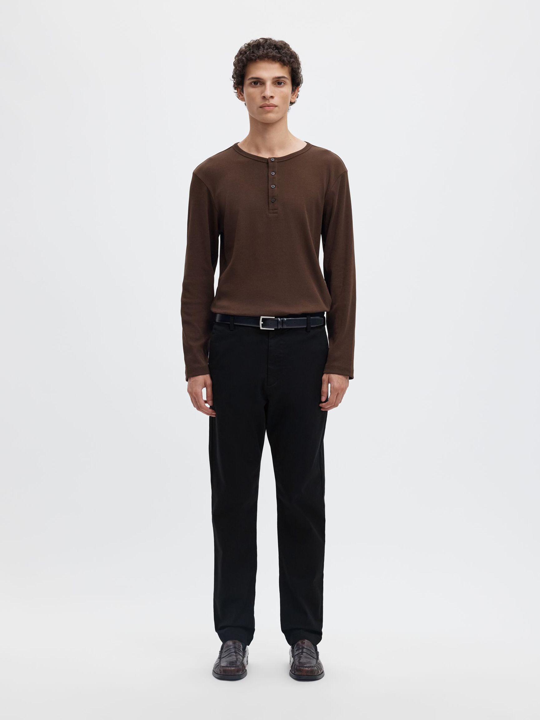 TOREN SLIM FIT ORGANIC COTTON TROUSERS, Black, highres