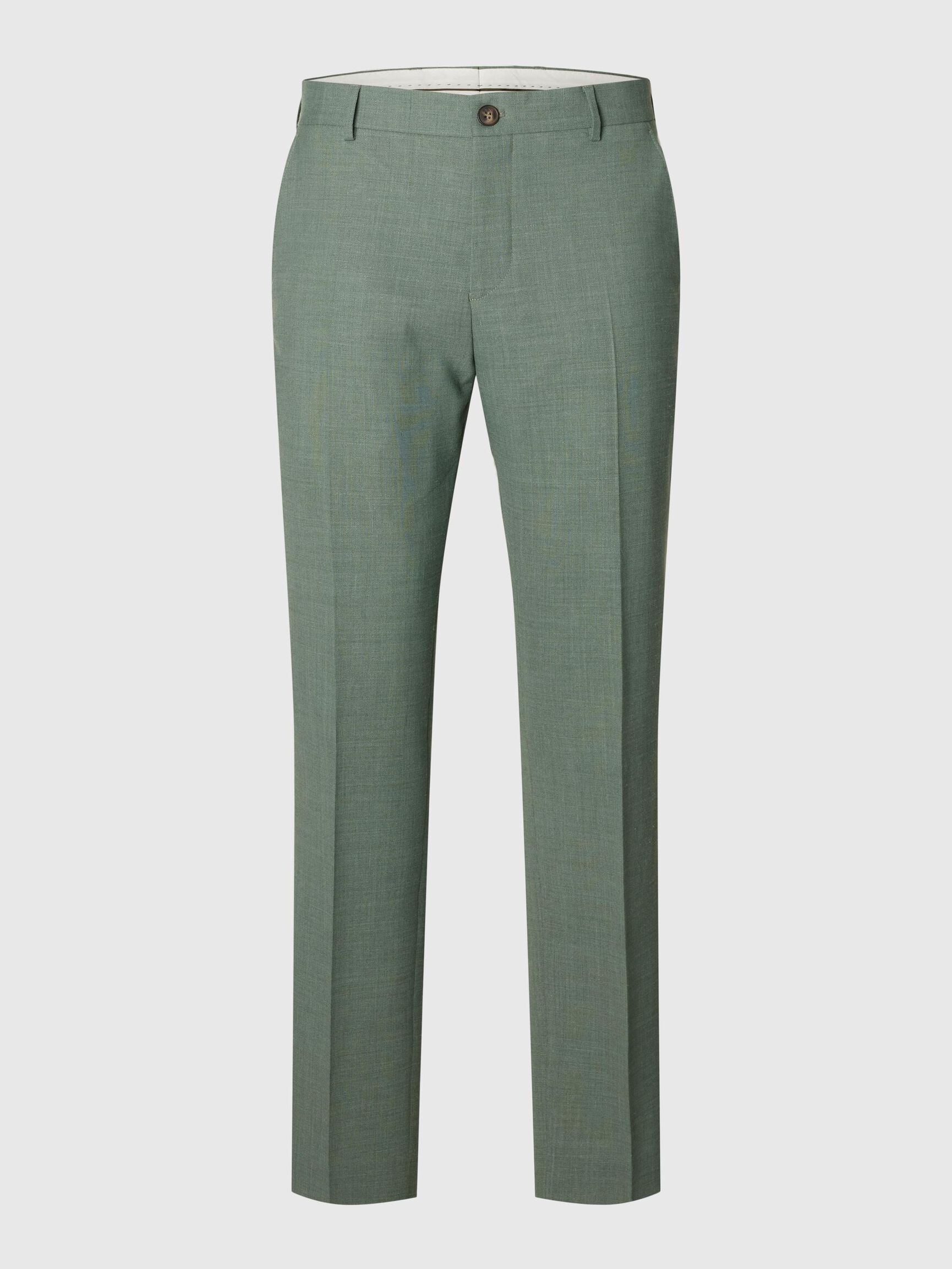 SLIM FIT SUIT TROUSERS, Light Green Melange, highres