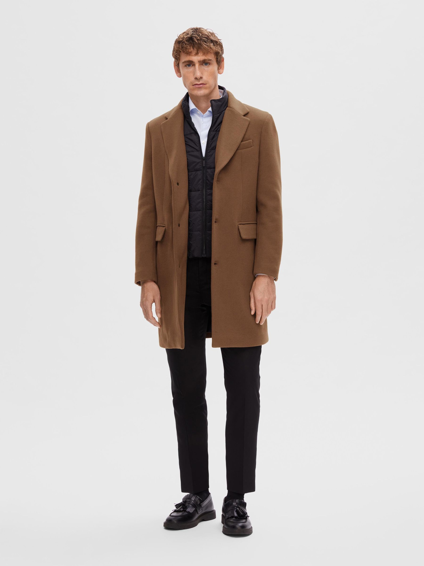 WOOL BLEND 2-IN-1 COAT, Camel, highres