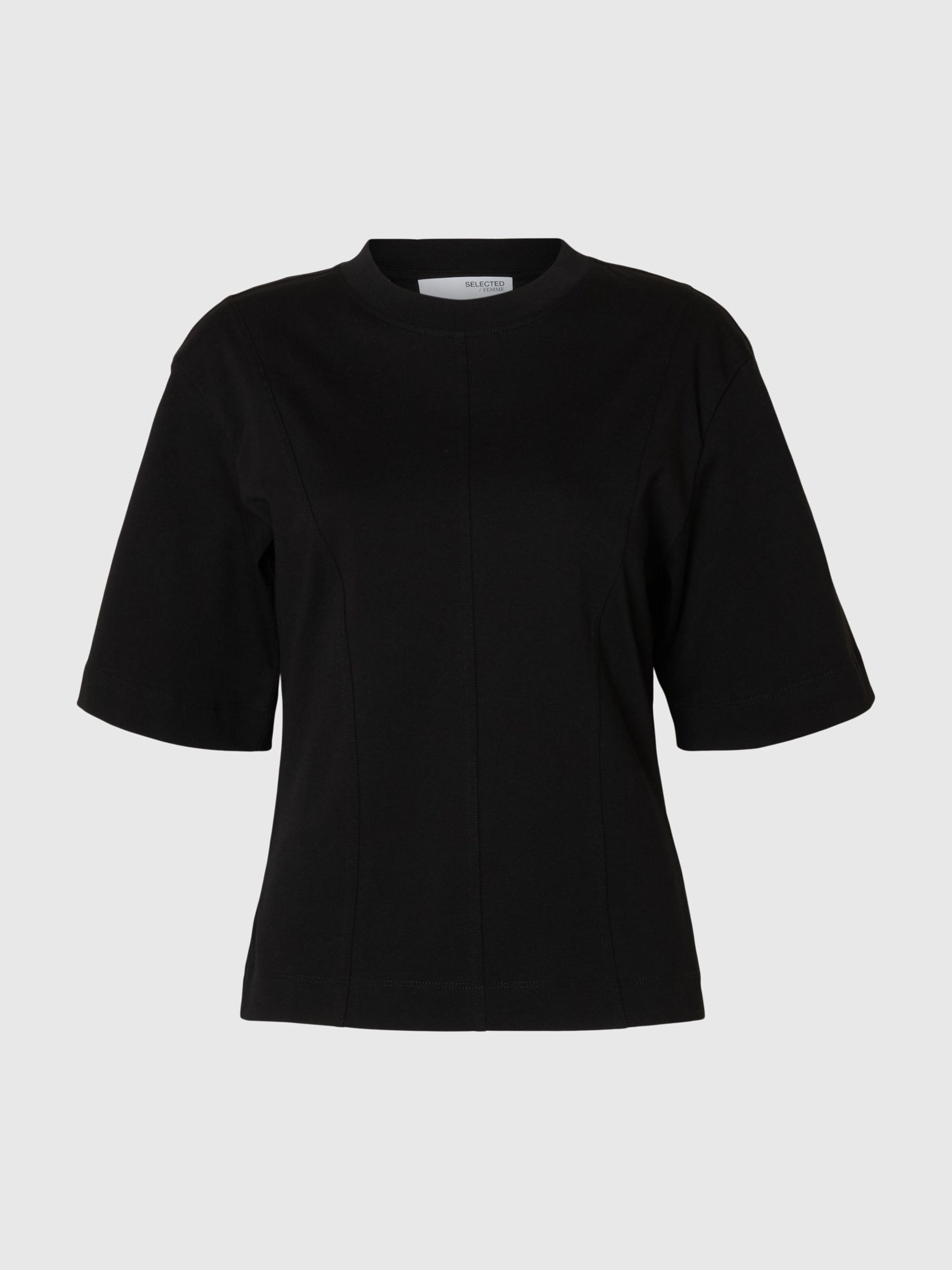 RELAXED FIT COTTON T-SHIRT, Black, highres