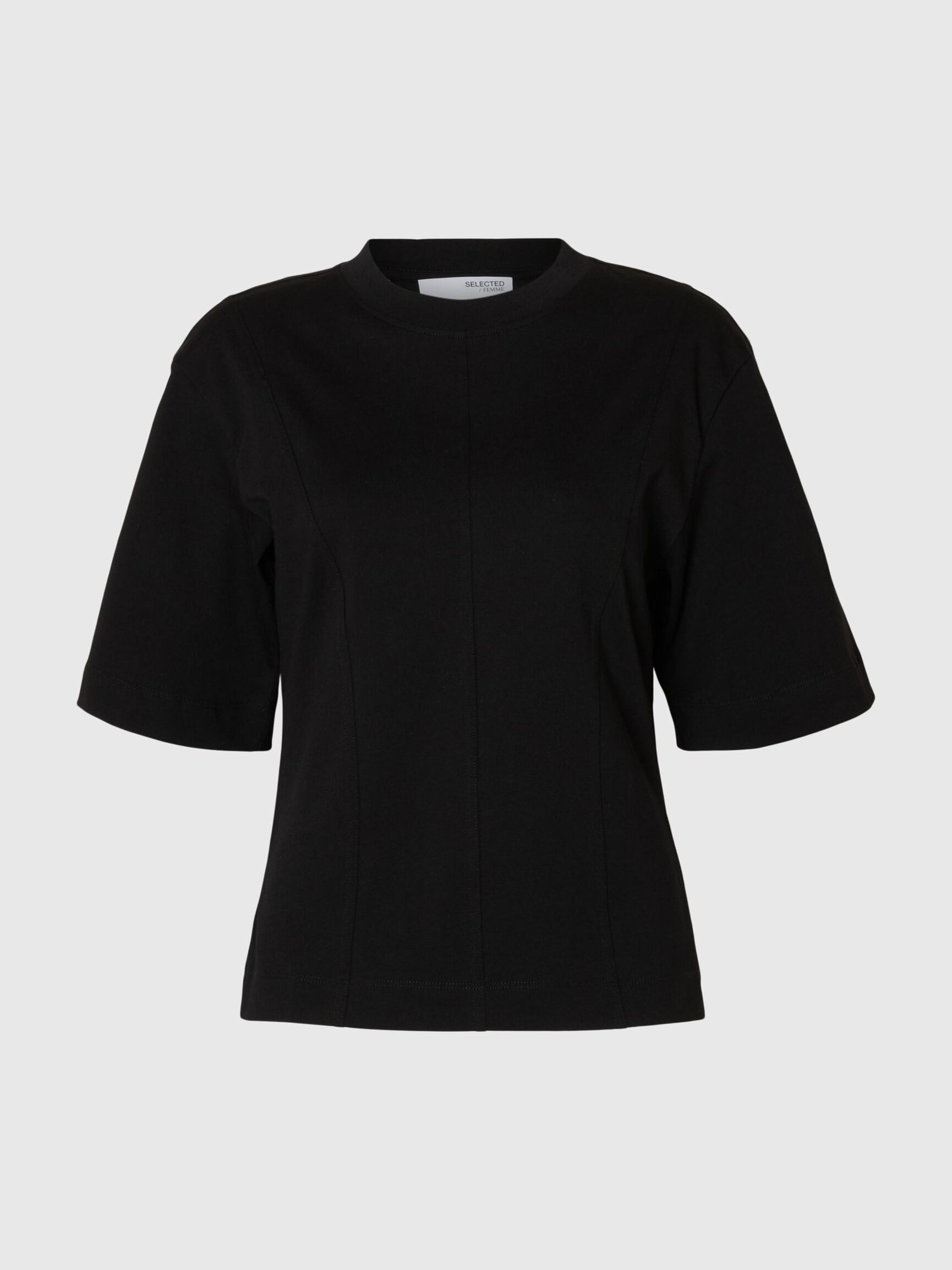 RELAXED FIT COTTON T-SHIRT, Black, highres