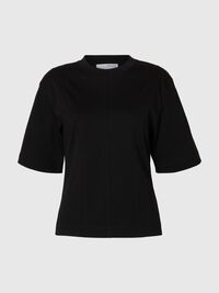 RELAXED FIT COTTON T-SHIRT, Black, highres