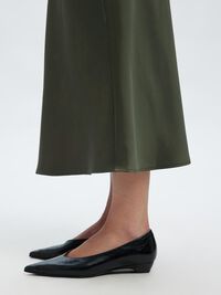 SATIN MIDI SKIRT, Deep Depths, highres