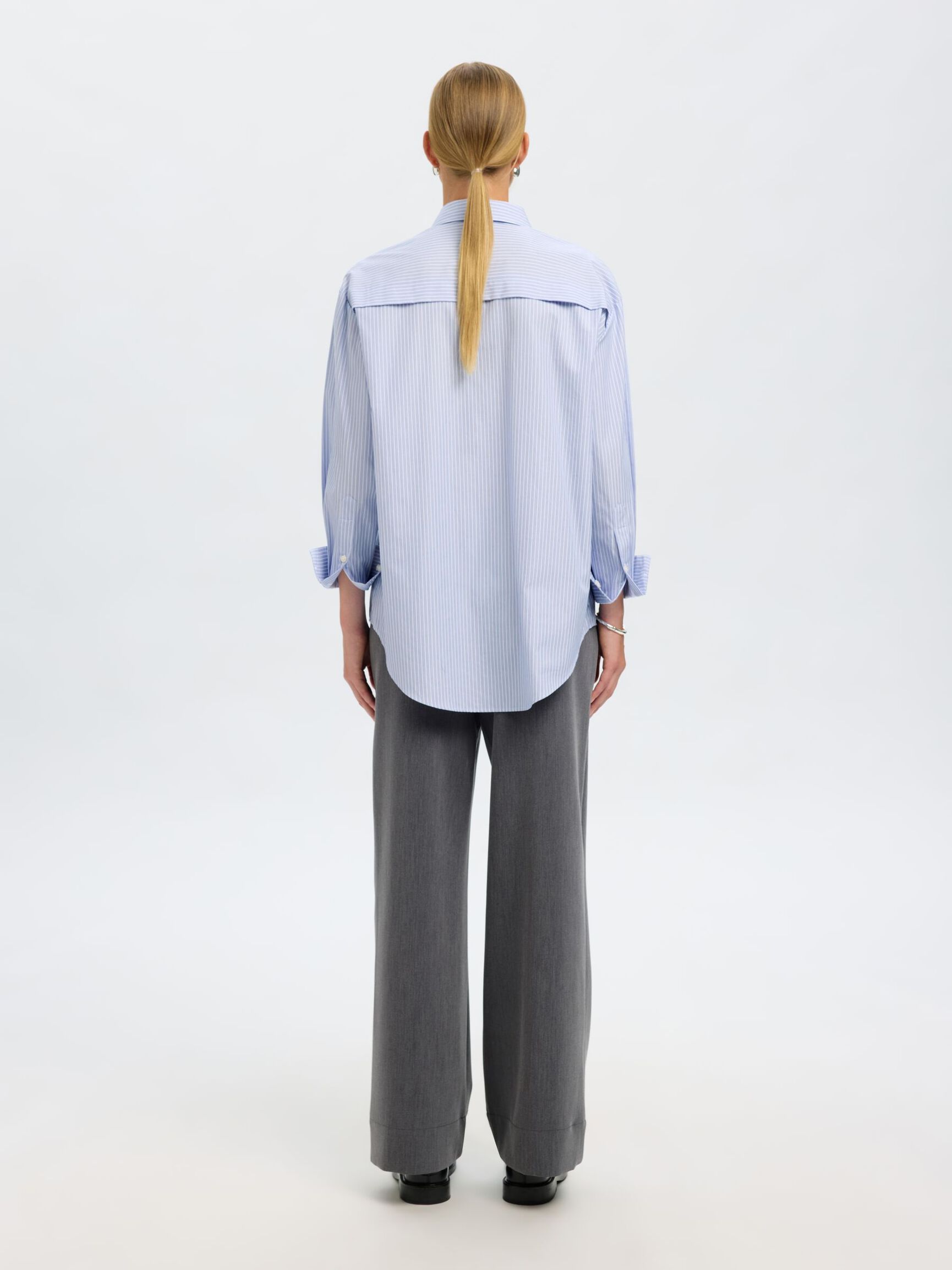 OVERSIZED COTTON  LONG SLEEVED SHIRT, Cashmere Blue, highres