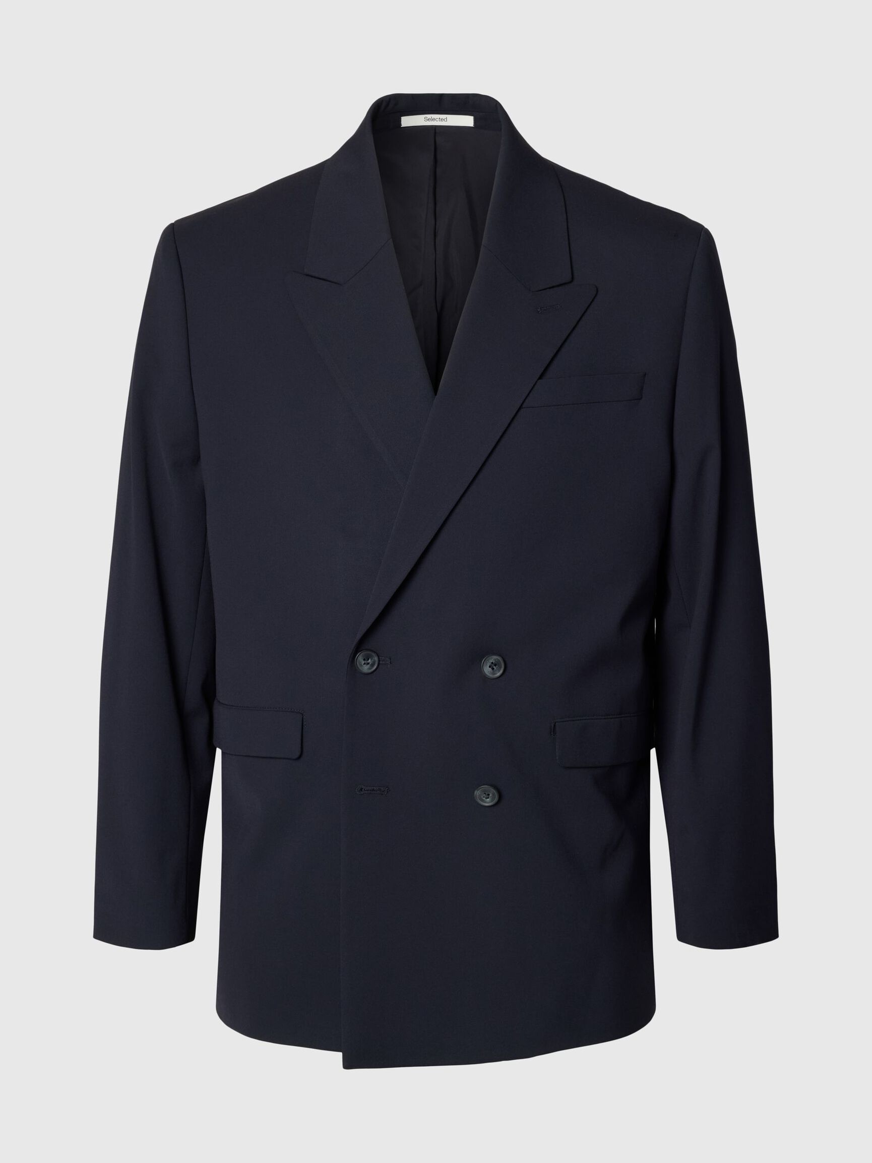 RELAXED FIT DOUBLE-BREASTED BLAZER, Navy Blazer, highres