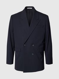 RELAXED FIT DOUBLE-BREASTED BLAZER, Navy Blazer, highres