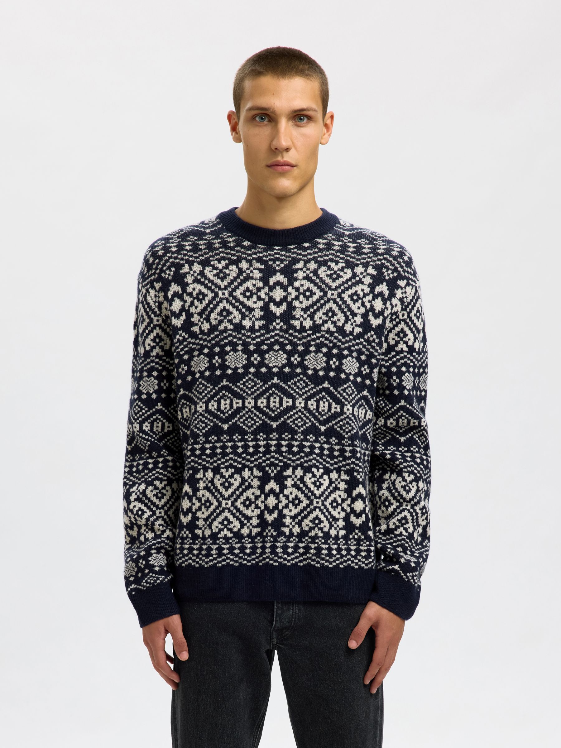 WOLLMIX PULLOVER MIT RUNDHALSAUSSCHNITT, Sky Captain, highres