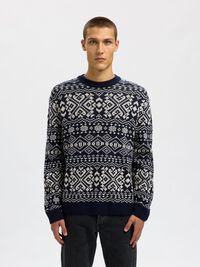 WOLLMIX PULLOVER MIT RUNDHALSAUSSCHNITT, Sky Captain, highres