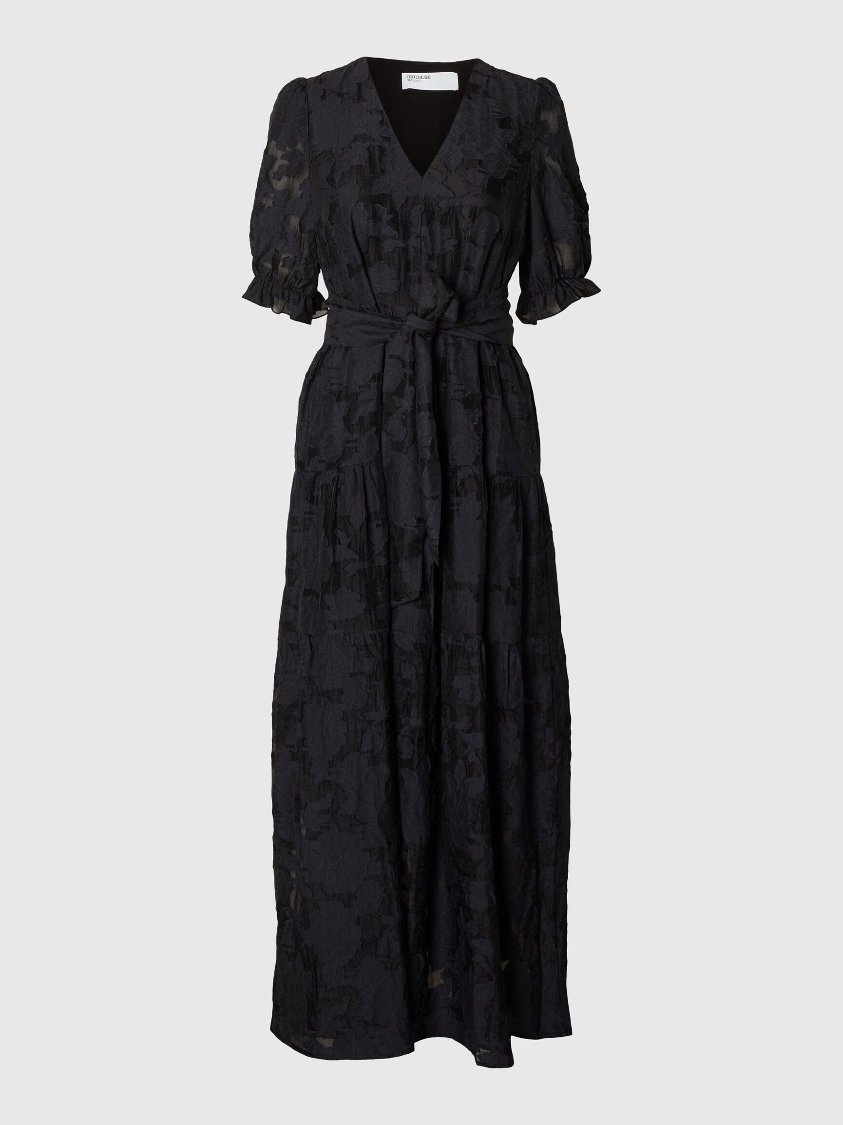 BLOMSTRET VISKOSEBLANDING MAXIKJOLE, Dark Sapphire, highres