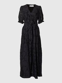 BLOMSTRET VISKOSEBLANDING MAXIKJOLE, Dark Sapphire, highres