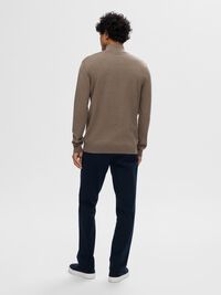 HALF-ZIP KNITTED JUMPER, Teak, highres