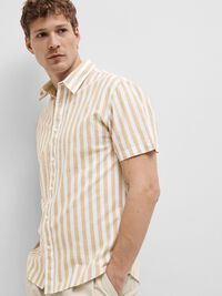 COTTON BLEND SHORT SLEEVED SHIRT, Kelp, highres