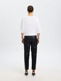 FUSELÉ PANTALON EN CUIR, Black, highres