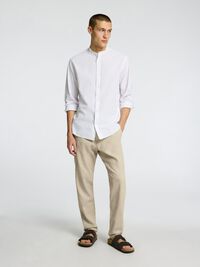 SLIM TAPERED LINEN BLEND TROUSERS, Vetiver, highres
