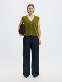 WOOL BLEND KNITTED VEST, Cardamom Seed, highres