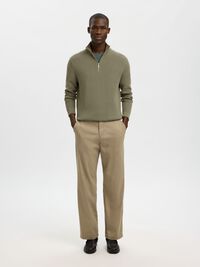 KORT LYNLÅS STRIKTRØJE, Vetiver, highres