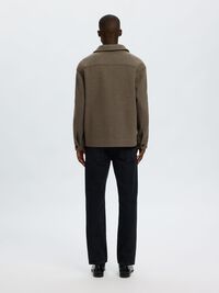 WOOL BLEND SHACKET, Chocolate Torte, highres
