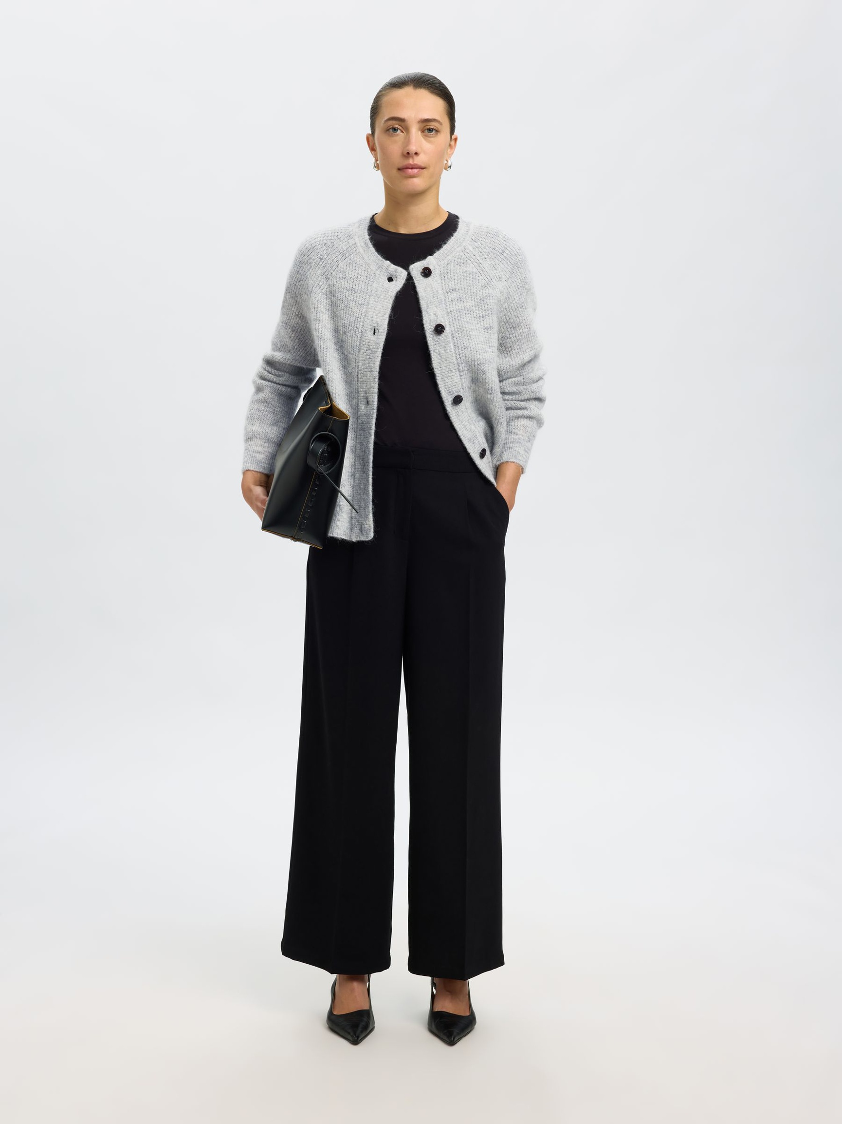 CARDIGAN, Light Grey Melange, highres