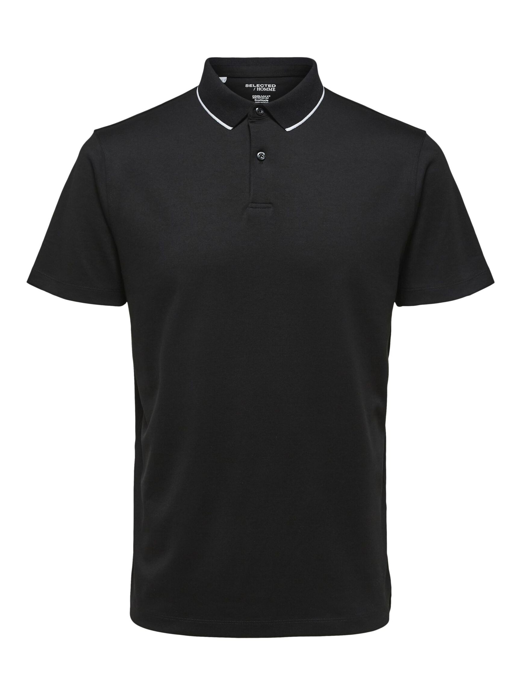 SHORT SLEEVED COOLMAX® POLO SHIRT, Black, highres