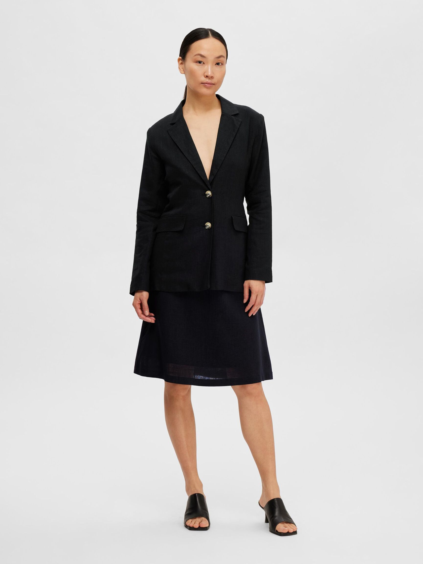 VISKOSEMIX RELAXED BLAZER, Black, highres
