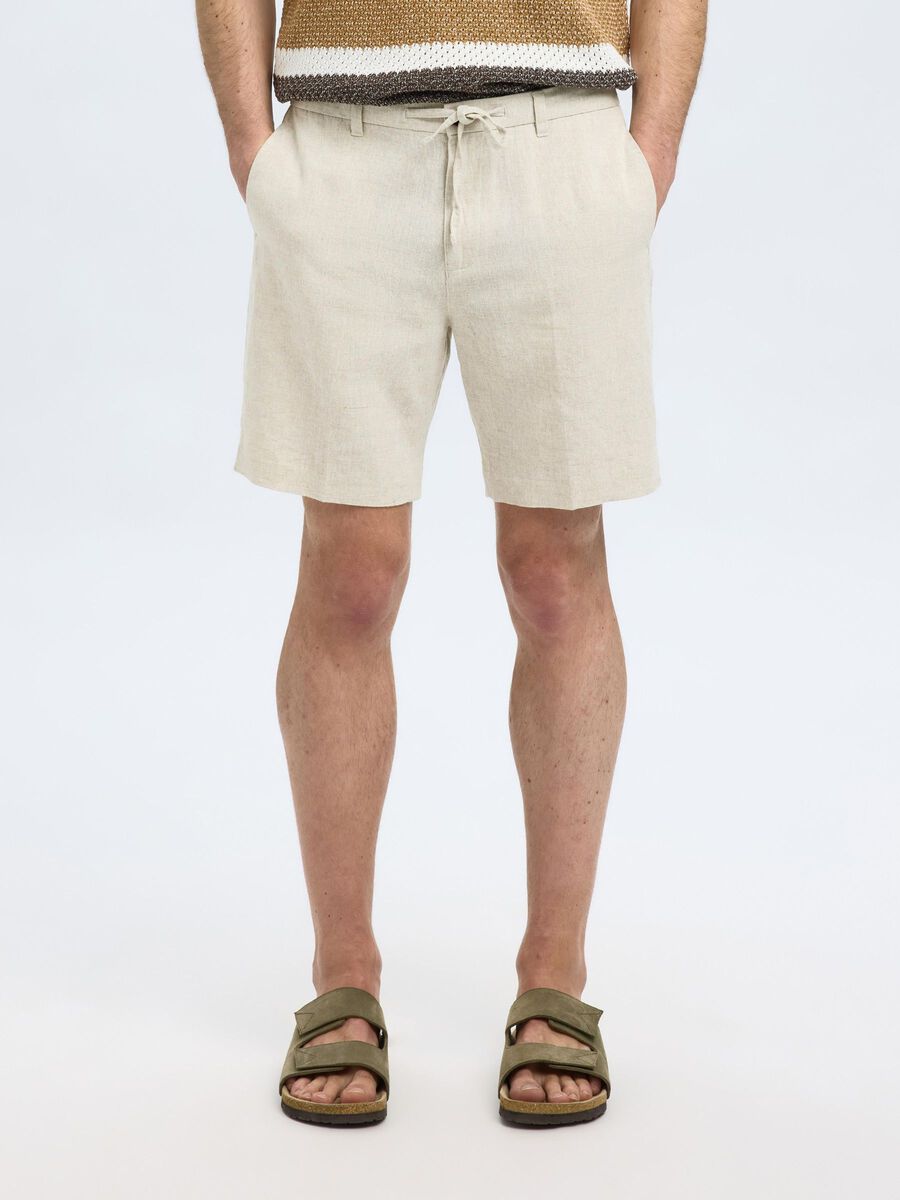 Selected REGULAR FIT SHORTS AUS LEINENGEMISCH, Pure Cashmere, highres - 16097604_PureCashmere_1183222_003.jpg