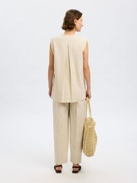 CINTURA ALTA PANTALONES FIT CORTE BARREL, Sandshell, highres